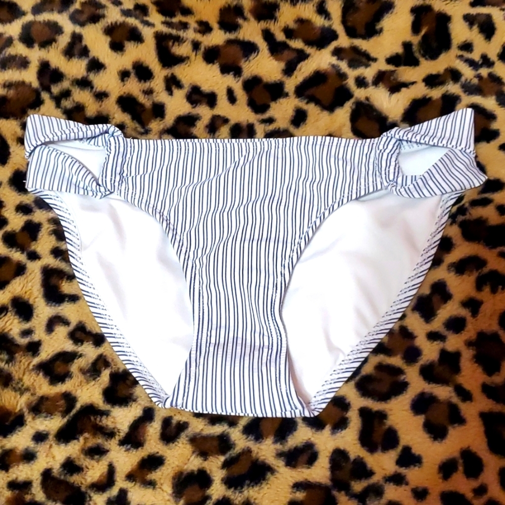 Xhilaration Women's Small Hipster Navy Striped Bikini Bottom